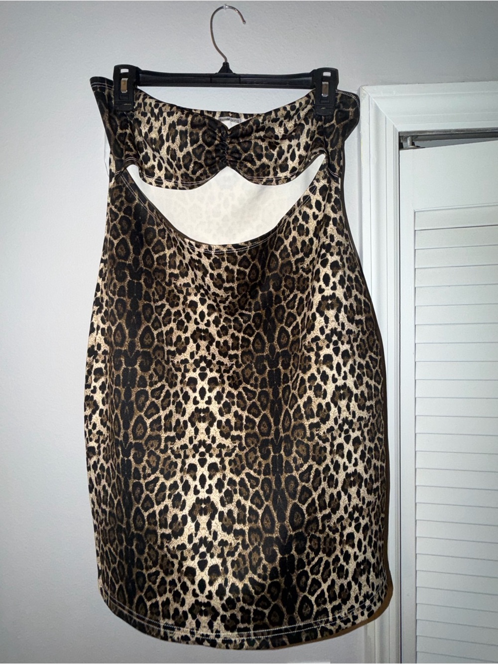 SHEIN Leopard Print Cutout Slip Dress - Brown, Black